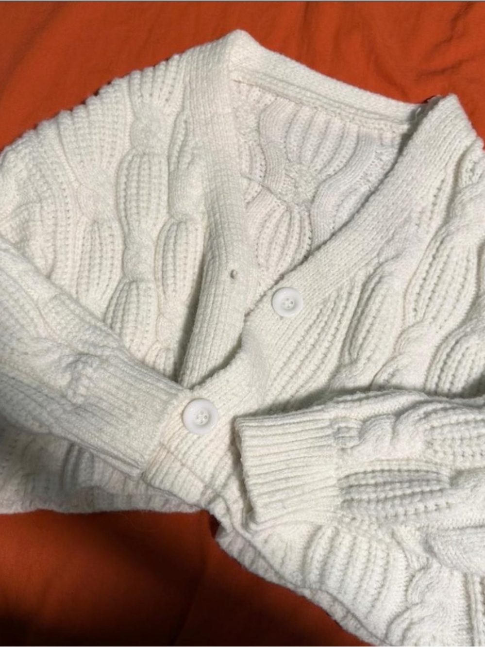 Thrifted Hollister Cream Cable-Knit Button Cardigan